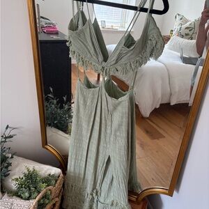 Green Fringe Maxi Dress